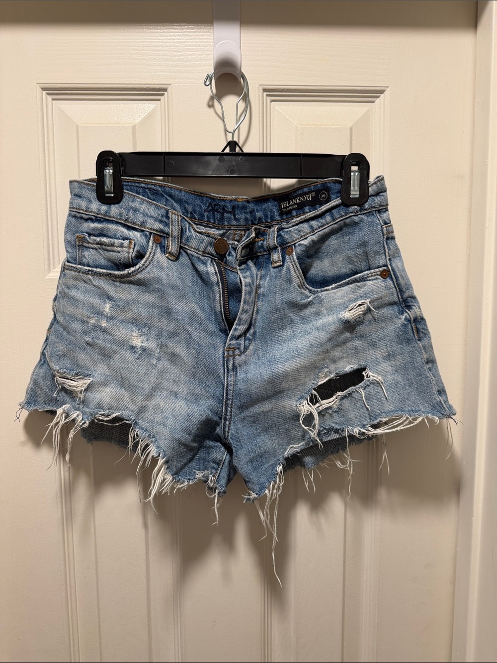 Blank NYC Light Blue Distressed Denim Cutoff Shorts